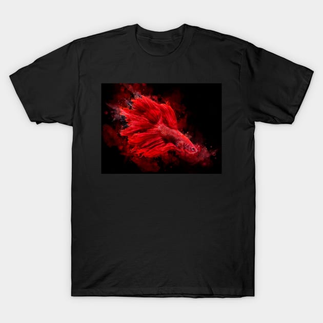 Red Betta Fish watercolor T-Shirt by SPJE Illustration Photography